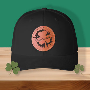 Irish Shamrock Personalized Add Name Leather Patch Hat