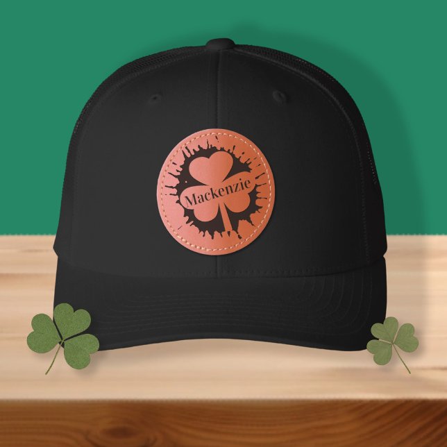 Irish Shamrock Personalized Add Name Leather Patch Hat (Irish Shamrock Personalized Add Name Leather Patch Hat
by Ricaso. Trendy design, Ireland themed)