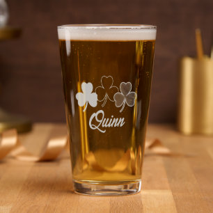 Irish Shamrock Personalized Name Pint Glass