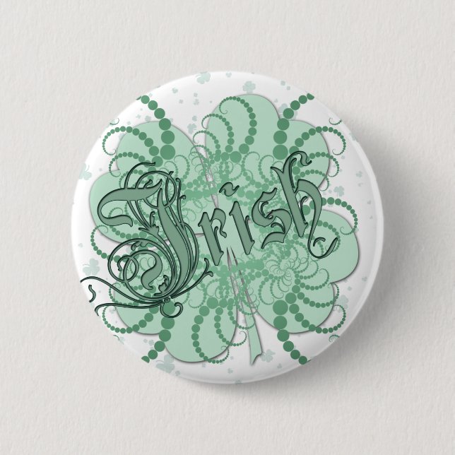 Irish Shamrock Pinback Button (Front)