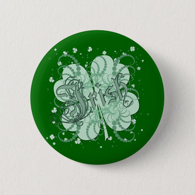 Irish Shamrock Pinback Button (Front)