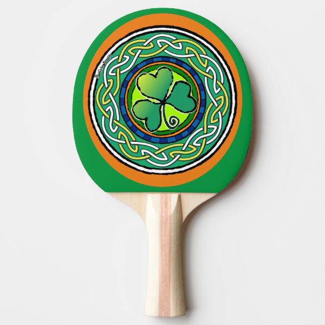 Irish shamrock ping pong paddle (Front)