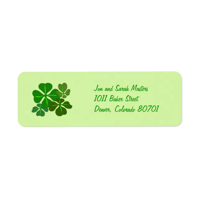 Irish Shamrock Return Address Labels Zazzle