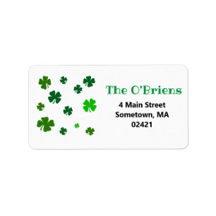 Irish Shamrock Return Address Labels Custom Printe