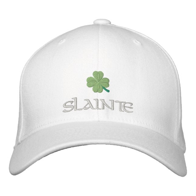 Irish shamrock slainte St Patrick's Embroidered Baseball Cap (Front)