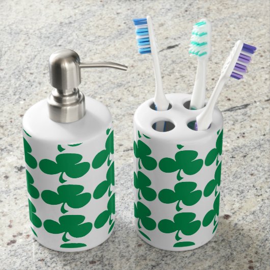 Irish Shamrock Soap Dispenser And Toothbrush Holder (Front)