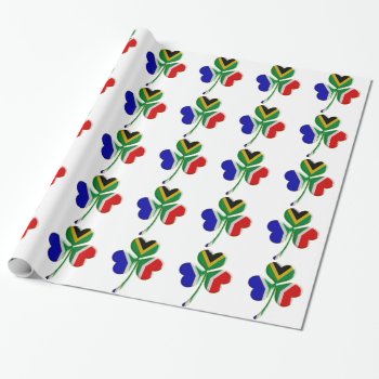 Irish Shamrock /south African Flag Wrapping Paper by Fanattic at Zazzle