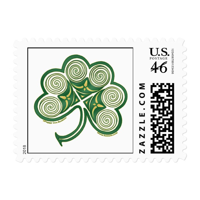 Irish Shamrock Spiral Design Postage