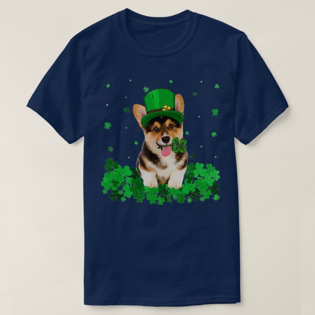 Irish Shamrock St Patricks Day dog Cool  T-Shirt (Design Front)