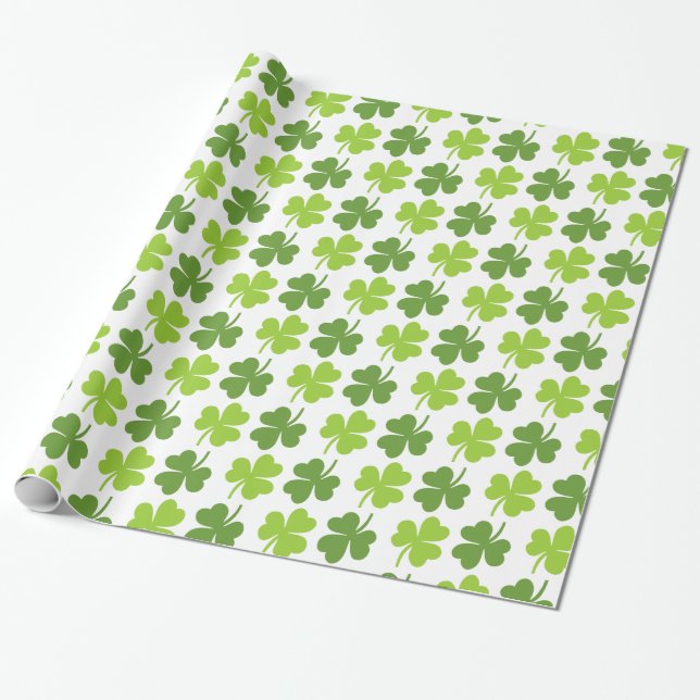 Irish Shamrock St. Patrick's Day Wrapping Paper (Unrolled)
