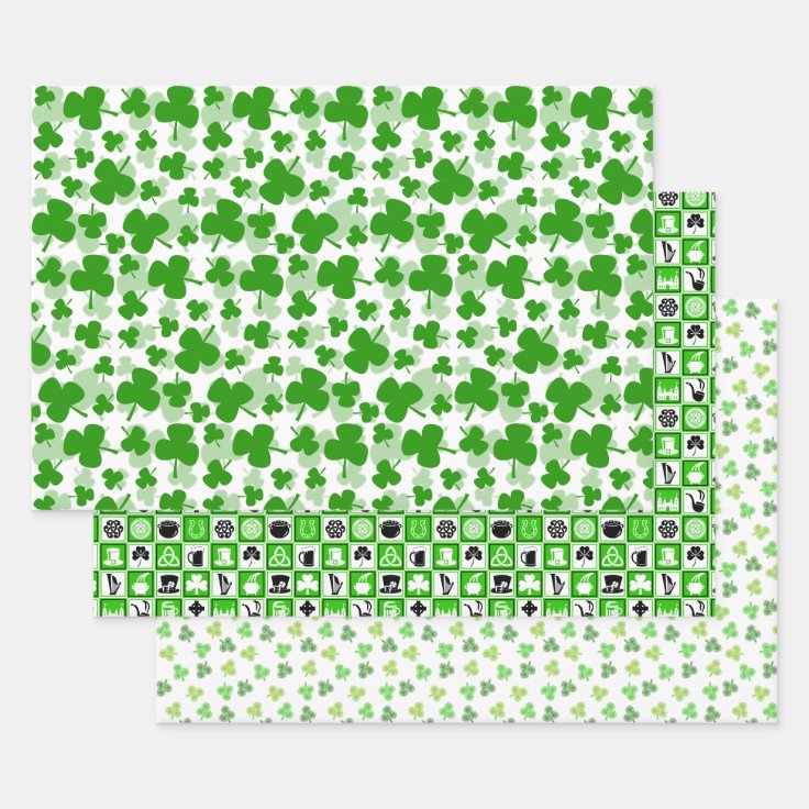 Irish Shamrock St. Patrick's Day Wrapping Paper Sheets | Zazzle