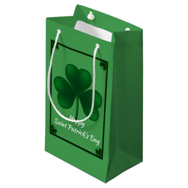 Irish Shamrock St Patricks SGB Small Gift Bag (Front Angled)