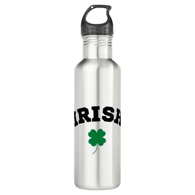 Irish  Shamrock St Patrick's Stainless Steel Water Bottle (Front)