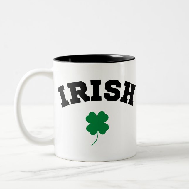 Irish  Shamrock St Patrick's Two-Tone Coffee Mug (Left)