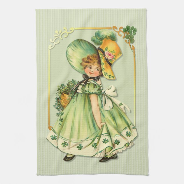 Irish Shamrock Stroll Girl Towel (Vertical)