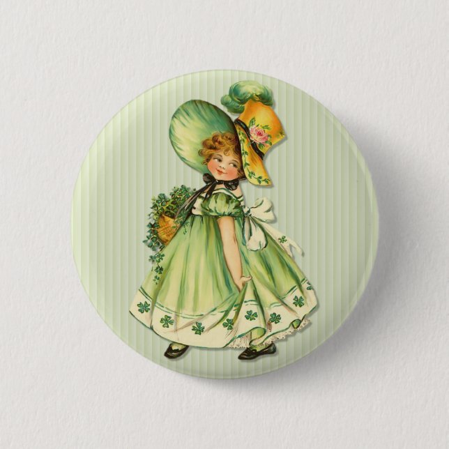 Irish Shamrock Stroll Pinback Button (Front)