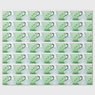 Irish Shamrock Tea Cup Wrapping Paper