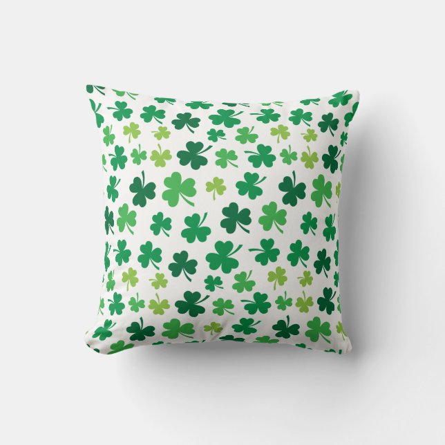 Irish Shamrock Throw Pillow (Front)