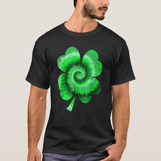 Irish Shamrock Tie Dye Happy St Patrick's Day Go L T-Shirt (Front)