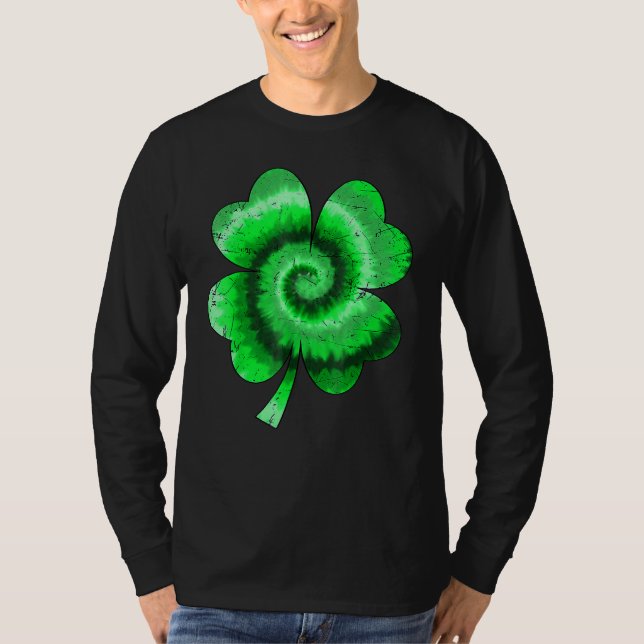 Irish Shamrock Tie Dye Happy St Patrick's Day Go L T-Shirt (Front)
