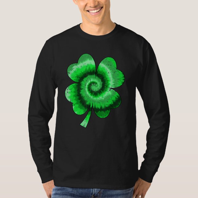 Irish Shamrock Tie Dye Happy St Patrick's Day Go L T-Shirt (Front)