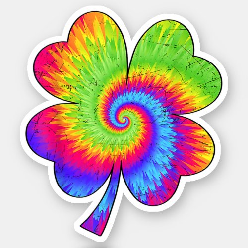 Irish Shamrock Tie Dye Happy St Patricks Day Sticker