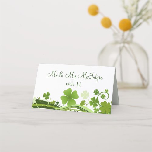 Irish Shamrock Wedding Place card