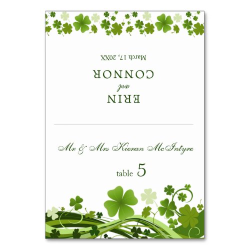 Irish Shamrock Wedding  Place card