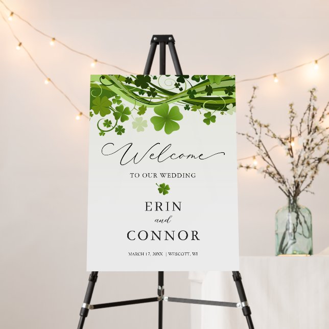 Irish Shamrock Wedding Welcome Sign Foam Boards (In Situ (Stand))