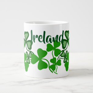 Irish shamrock, white, Ireland, green clover 8 Giant Coffee Mug