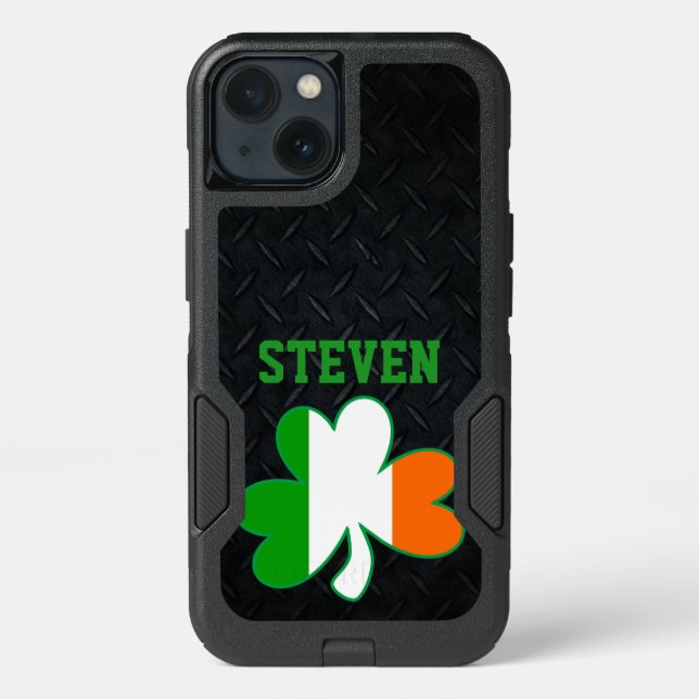 Irish Shamrock with Ireland Flag Name Phone Case (Back)