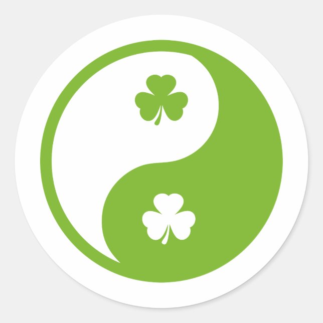 irish shamrock ying and yang classic round sticker (Front)
