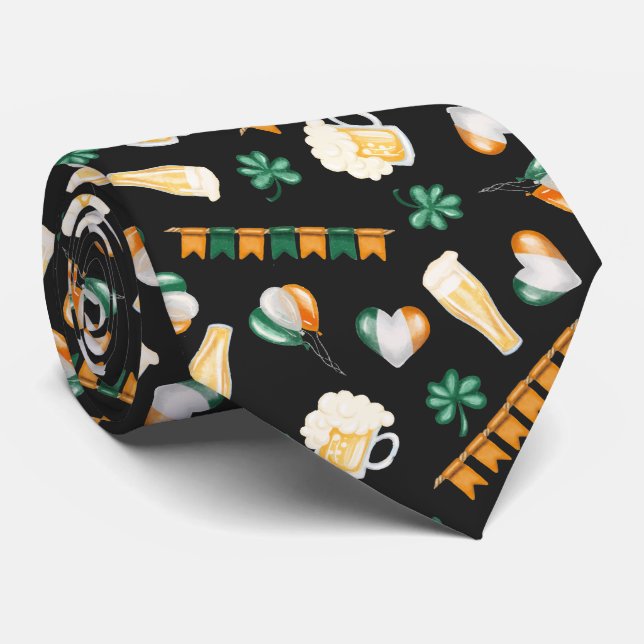 Irish Shamrocks Beer | St. Patrick's Day Neck Tie (Rolled)