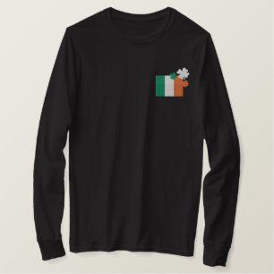 Irish Shamrocks Embroidered Long Sleeve T-Shirt