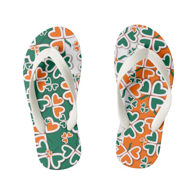 Irish Shamrocks Kid's Flip Flops (Footbed)
