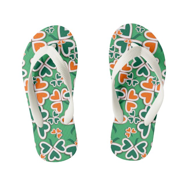 Irish Shamrocks Kid's Flip Flops (Footbed)