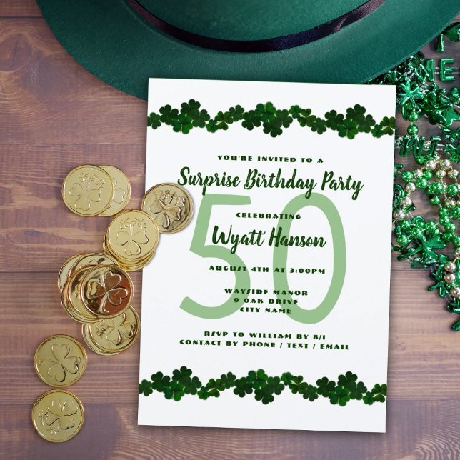 Irish Shamrocks March Birthday Party Invitation (Creator Uploaded)