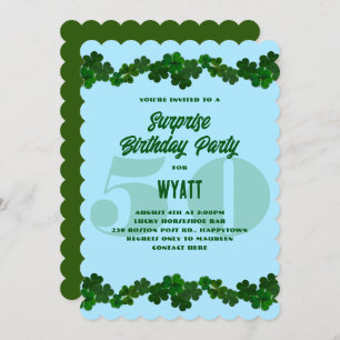 Irish Shamrocks March Surpirse Birthday Party Invi Invitation