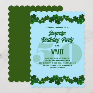 Irish Shamrocks March Surpirse Birthday Party Invi Invitation