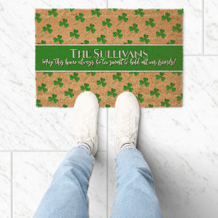 Irish shamrocks pattern personalized cozy  fiber doormat