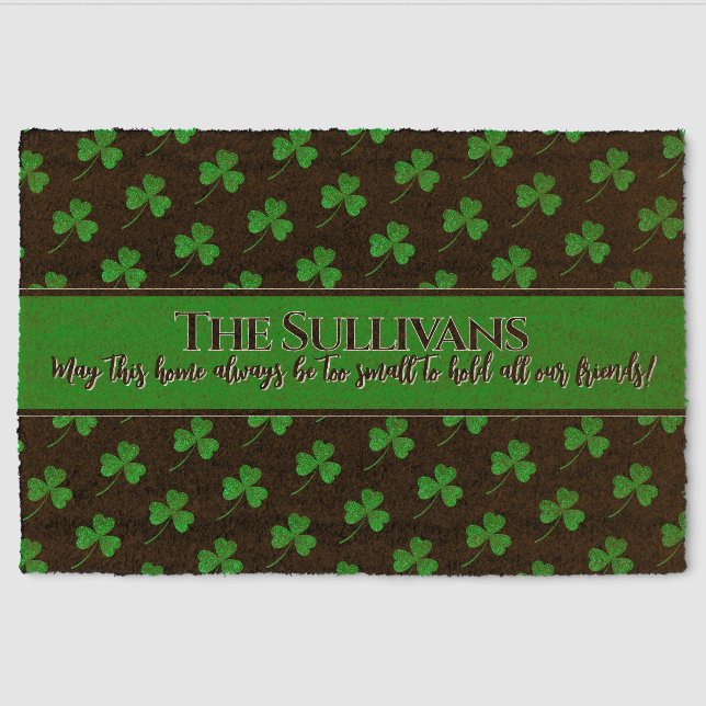 Irish shamrocks pattern personalized cozy  fiber doormat (Front)