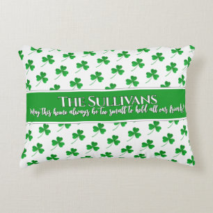 Irish shamrocks pattern personalized cozy home accent pillow