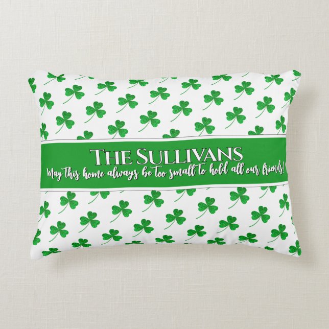 Irish shamrocks pattern personalized cozy home accent pillow (Front)