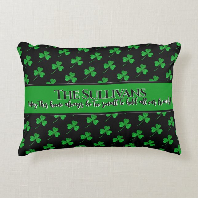 Irish shamrocks pattern personalized cozy home accent pillow (Front)