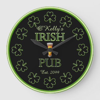 Irish Shamrocks Pub Bar Tavern Clock