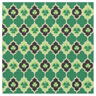 Irish Shamrocks Quatrefoil Fabric
