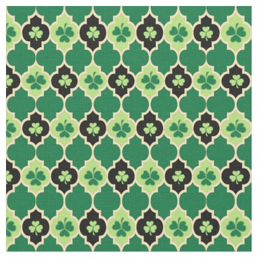 Irish Shamrocks Quatrefoil Fabric