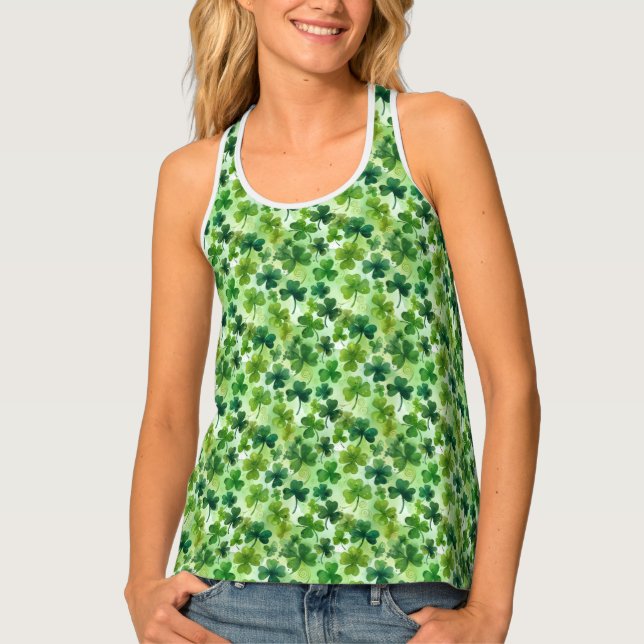 Irish Shamrocks St. Patrick's Day Tank Top (Front)