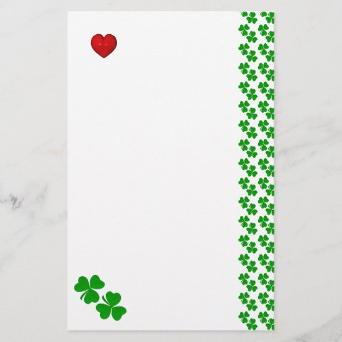 Irish Shamrocks with red heart Stationery