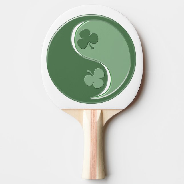 Irish Shamrocks Yin Yang and Frog Ping-Pong Paddle (Front)